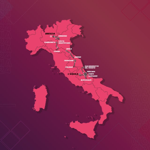 L'immagine mostra la mappa del percorso del giro d'Italia Women 2024